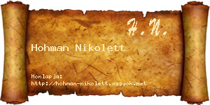 Hohman Nikolett névjegykártya